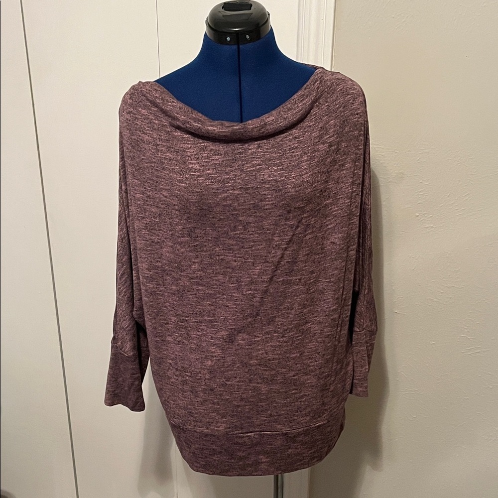 Jennifer Lopez 3/4 Sleeve Heather Purple Sweater Top Draped Neck | Size XXL